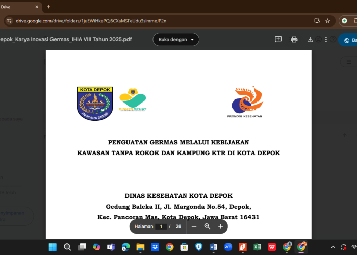 PENGUATAN GERMAS MELALUI KEBIJAKAN KAWASAN TANPA ROKOK DAN KAMPUNG KTR DI KOTA DEPOK